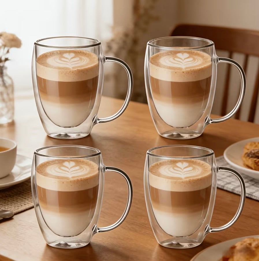 Double-Walled Egg-Shaped Glass Cup Set