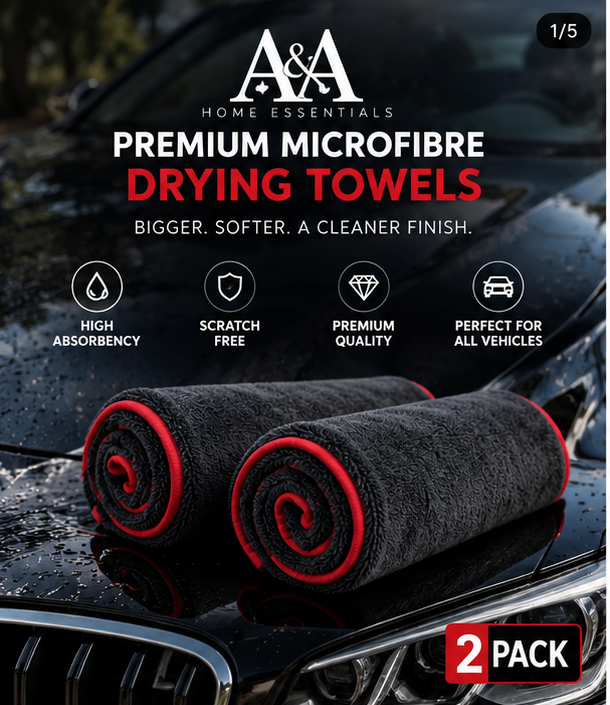 A&A Premium Microfibre Drying Towels 2 Pack – hero