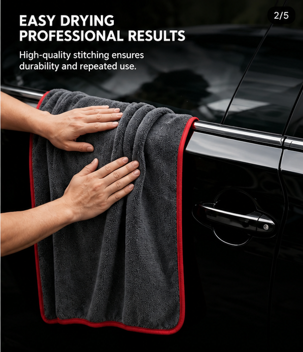 A&A Premium Microfibre Drying Towel being used on a car