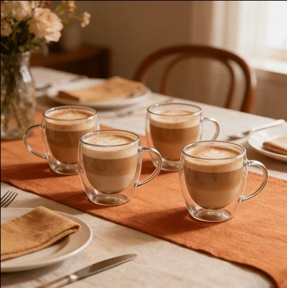 Double-Walled Egg-Shaped Glass Cup Set