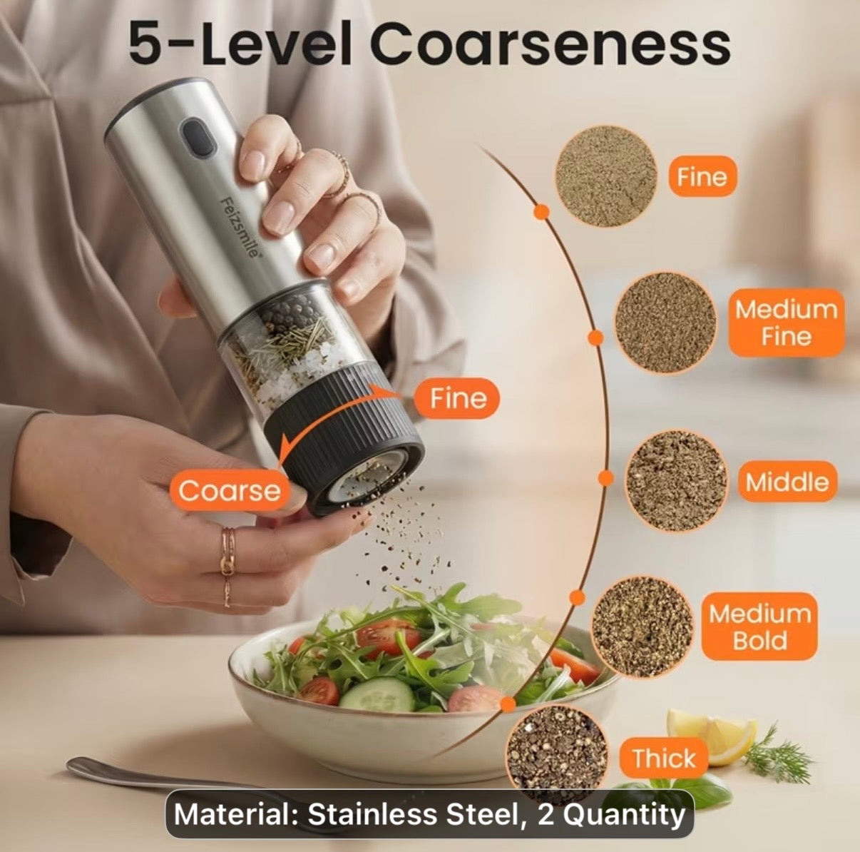 Rechargeable Salt and Pepper grinders