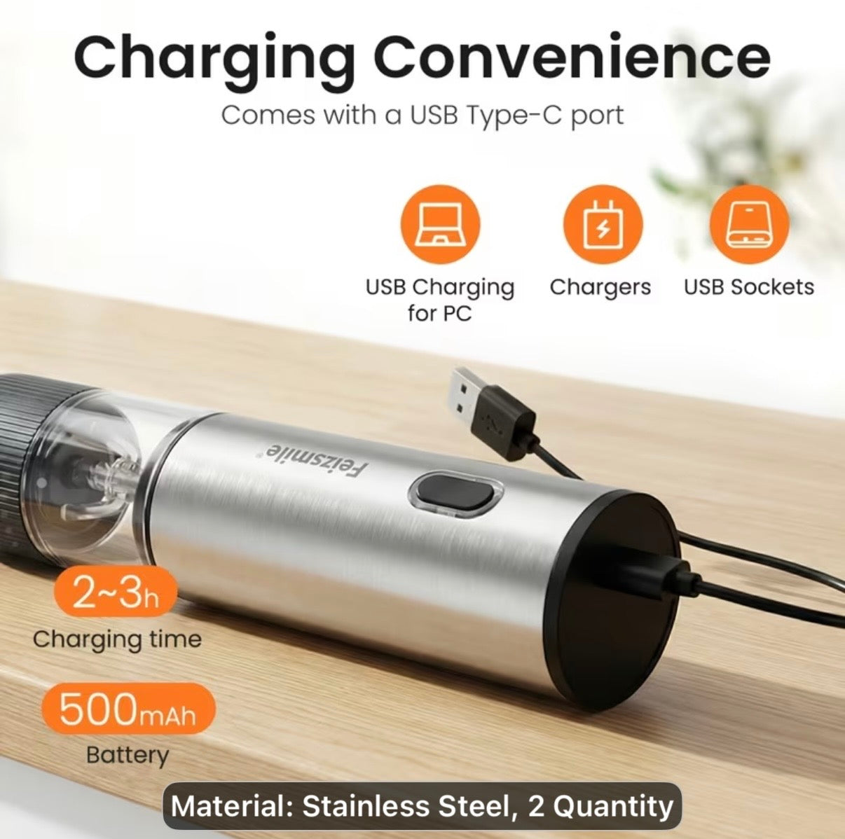 Rechargeable Salt and Pepper grinders