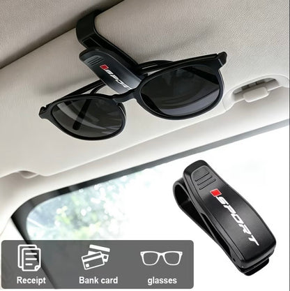Sports-Style Car Sun Visor Glasses & Card Clip