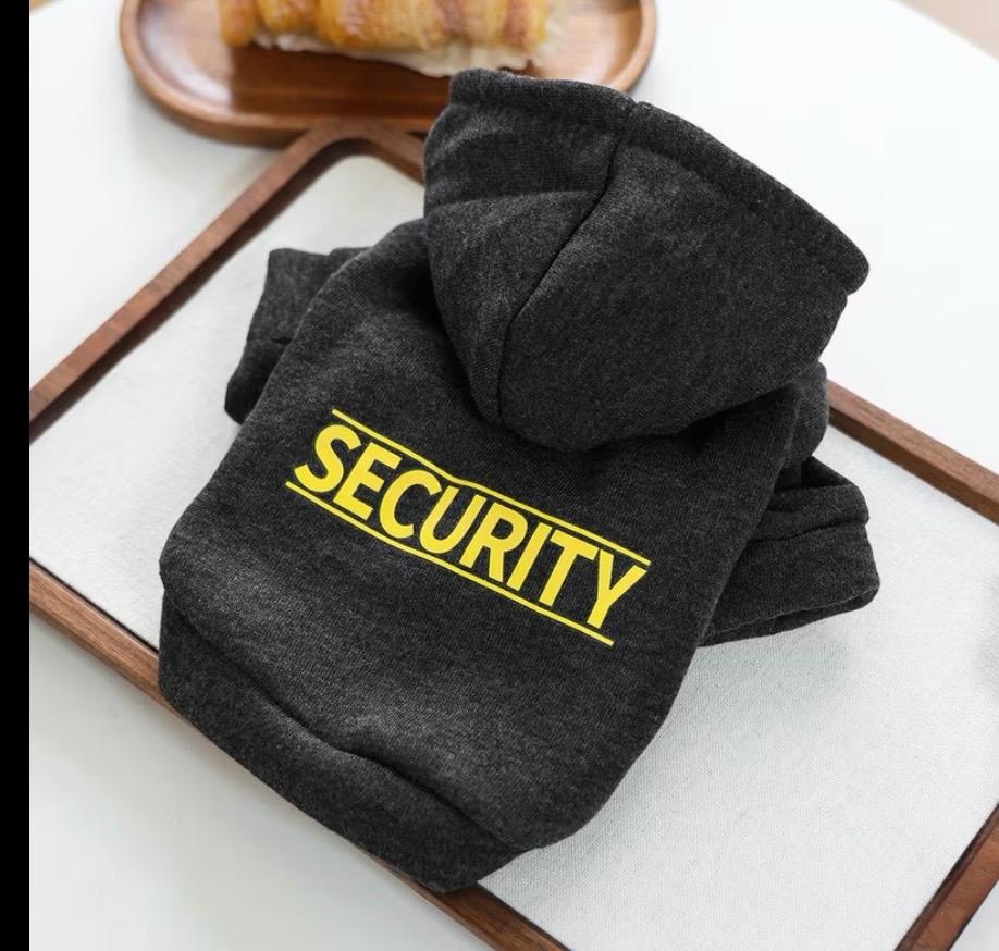 Trendy Hoodie, Dark Gray SECURITY Print, Warm And Non-Restrictive, Home And Outdoor Use Anti-Fuzzing Clothing.