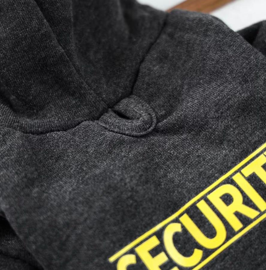 Trendy Hoodie, Dark Gray SECURITY Print, Warm And Non-Restrictive, Home And Outdoor Use Anti-Fuzzing Clothing.