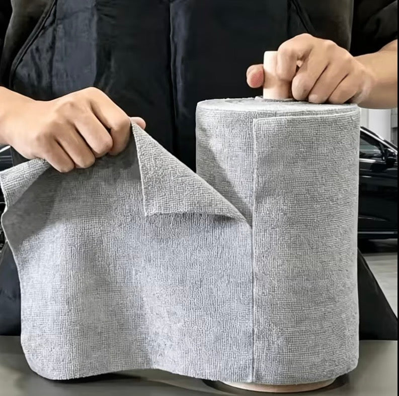 Large reusable grey microfiber cleaning cloth roll