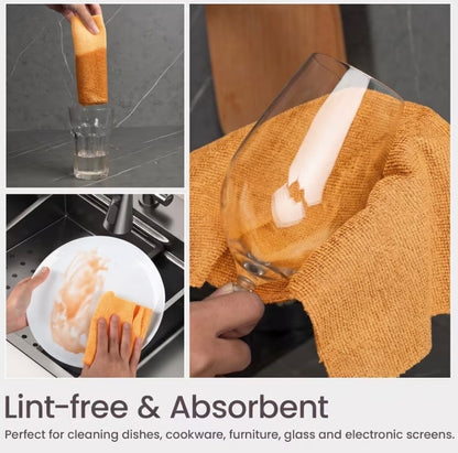 Orange microfiber cleaning cloth for dishes and glass