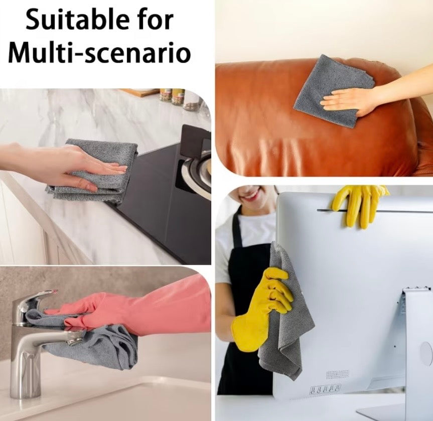 Grey microfiber cleaning cloth for multiple surfaces
