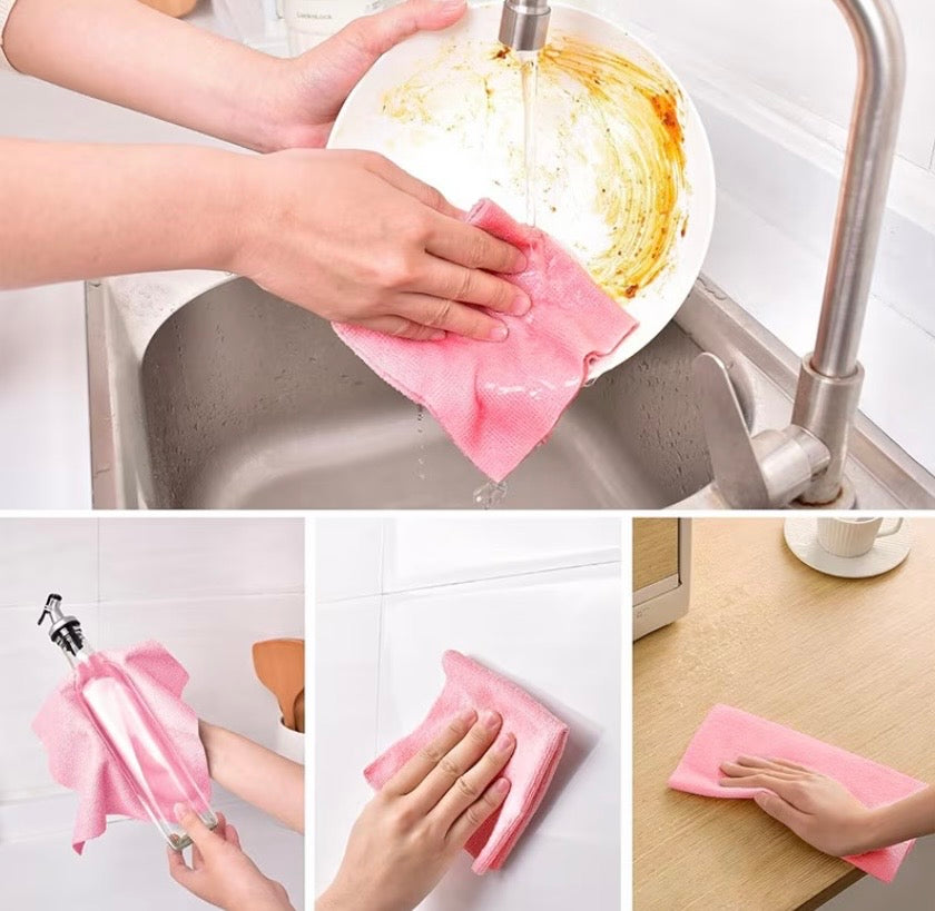 Pink microfiber cleaning cloth for multiple surfaces