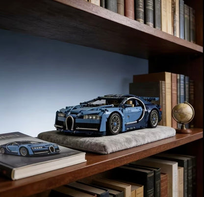 Blue supercar building block model front view
