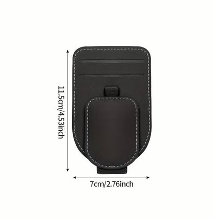 Black car sun visor eyeglass holder detail