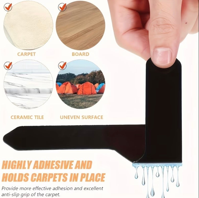 Reusable anti-slip carpet gripper for securing carpets