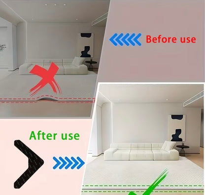 Anti-slip carpet gripper before and after use