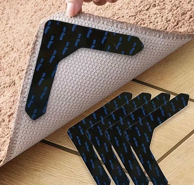 Anti-slip carpet gripper securing rug corners