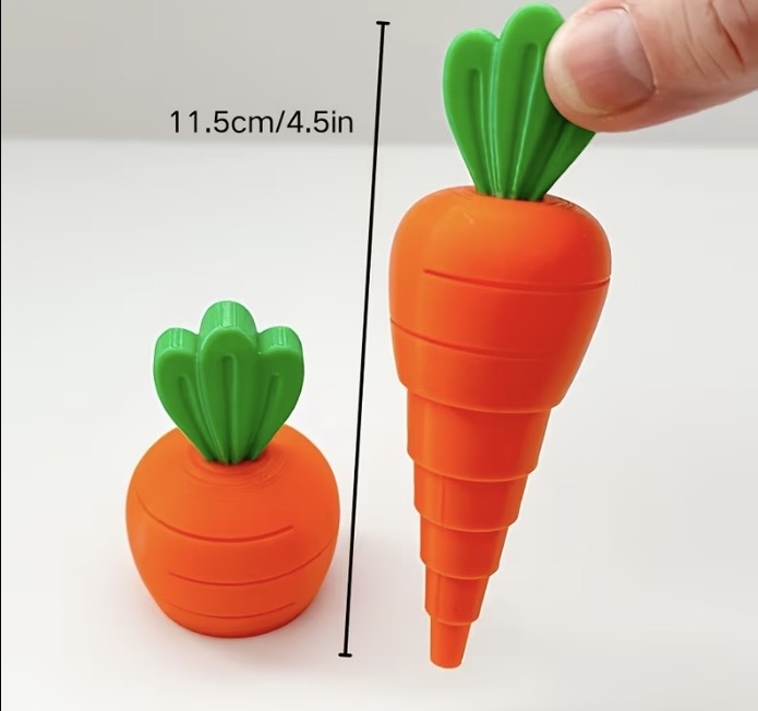 Carrot-shaped garden seedling planter tool measuring 11.5 centimetres