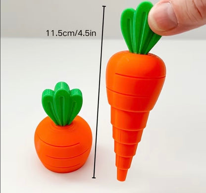 Carrot-shaped garden seedling planter tool measuring 11.5 centimetres