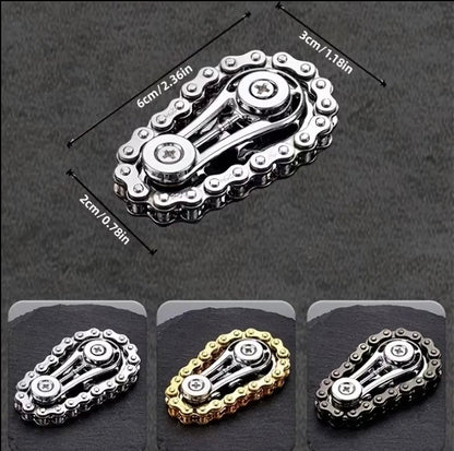 Compact chain fidget toy measuring approximately 6 by 3 by 2 centimetres
