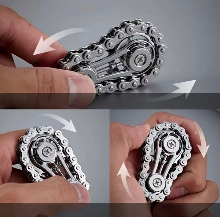 Chain fidget toy being manipulated by hand