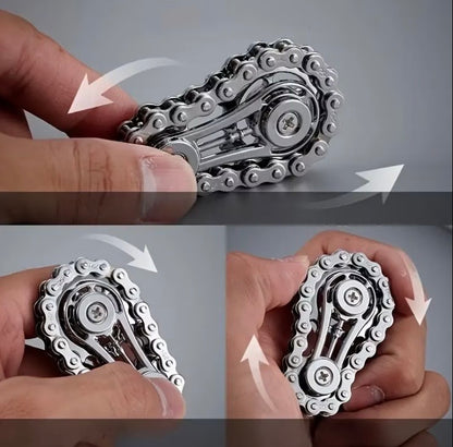 Chain fidget toy being manipulated by hand