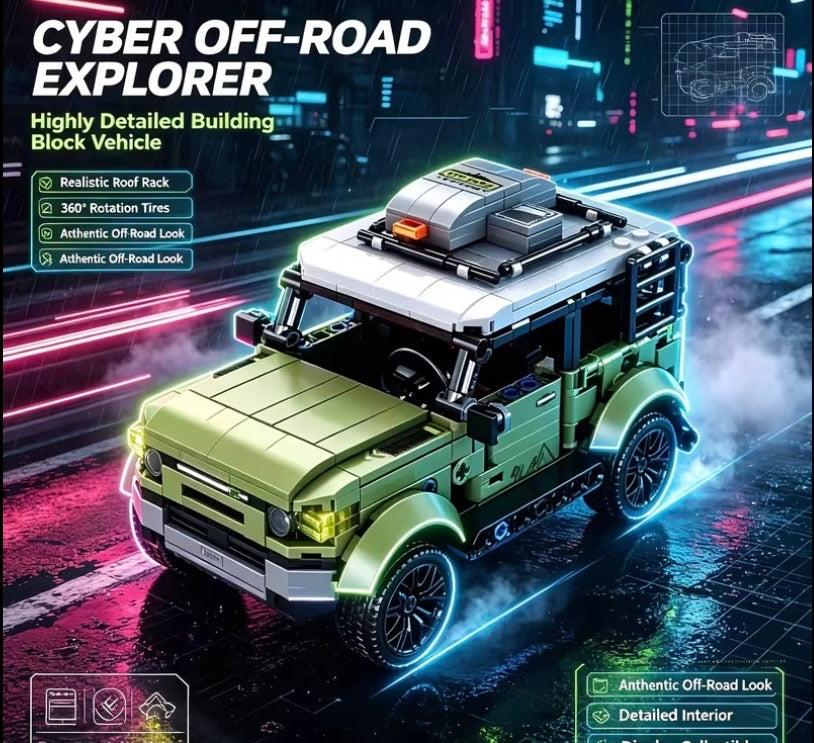 Cyber off-road building block vehicle rear view