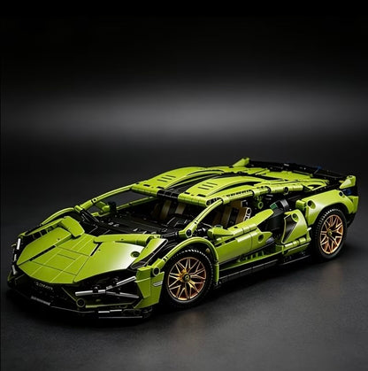 Green supercar building block model side view
