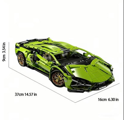 Green supercar building block model dimensions