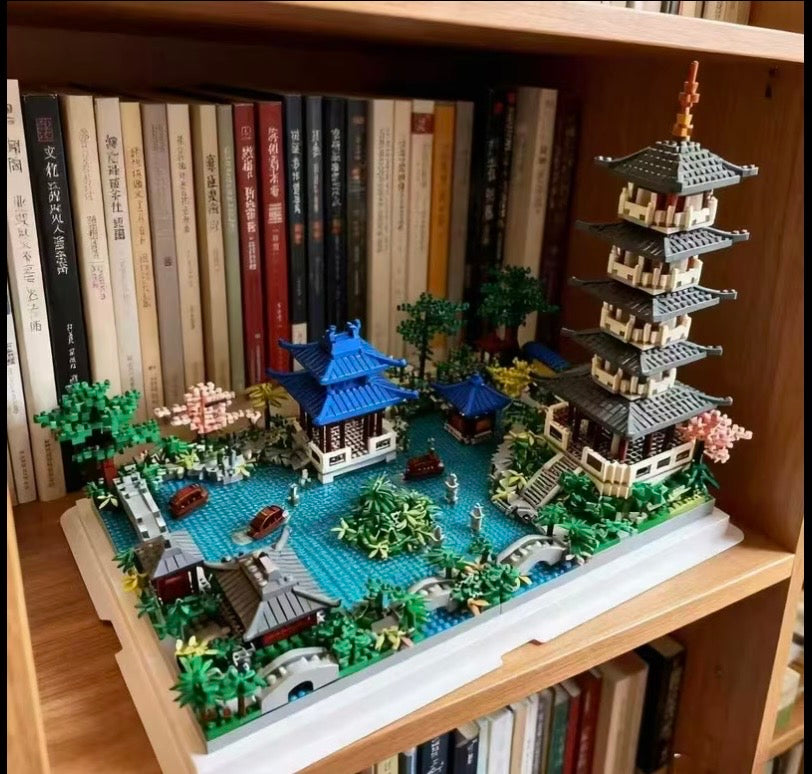 Japanese garden pagoda building block set