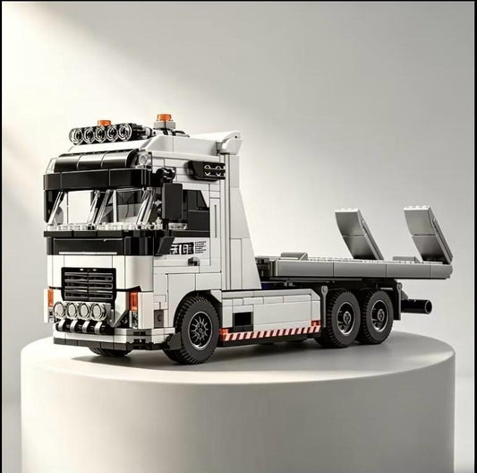 White flatbed recovery truck building set
