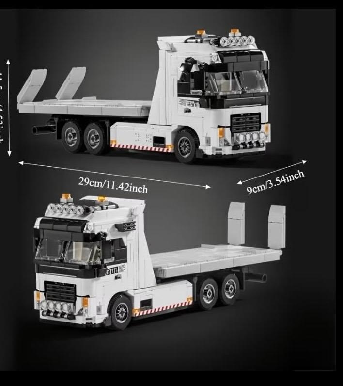 White flatbed recovery truck building set dimensions