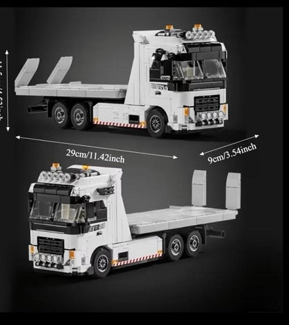 White flatbed recovery truck building set dimensions