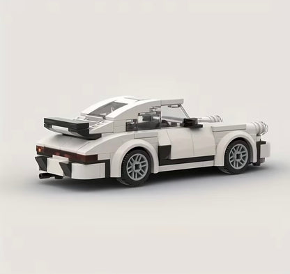 White sports car building block model rear view