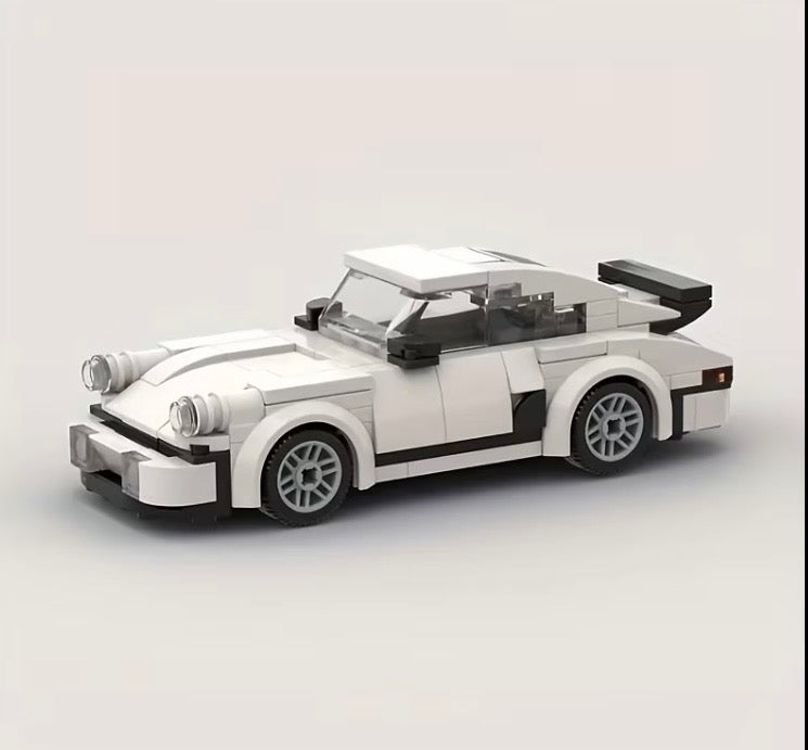 White sports car building block model front view