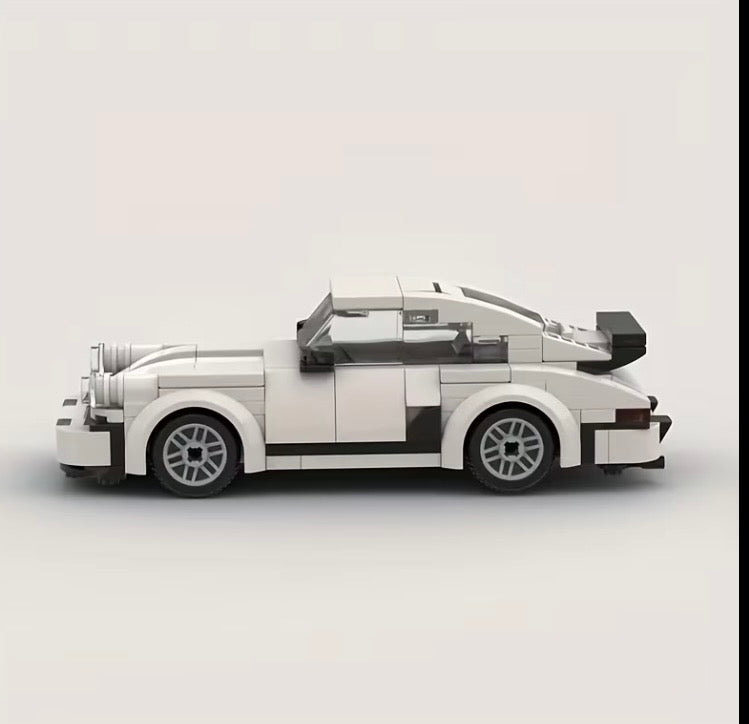 White sports car building block model side view
