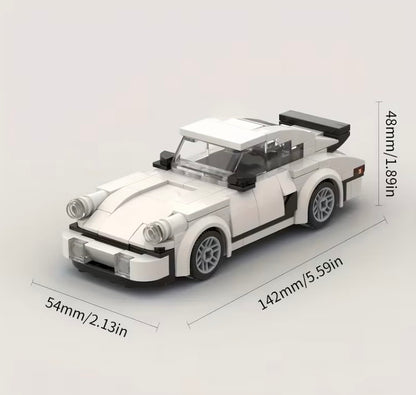 White sports car building block model dimensions